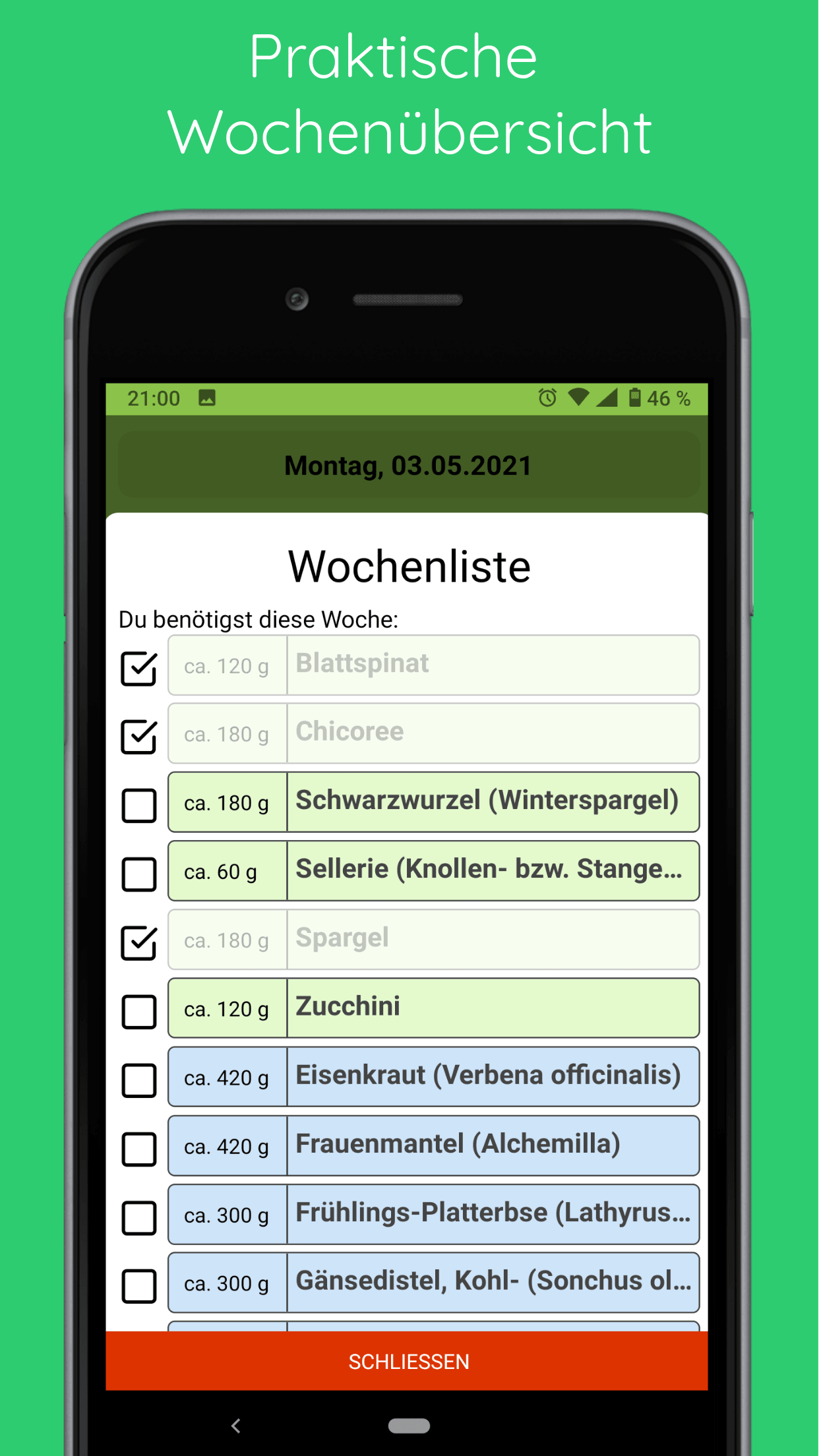 Praktische Wochenübersicht
